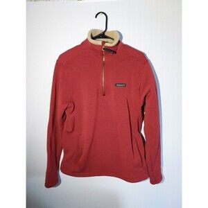 Timberland Men's Rust Red Knit 1/4 Zip Pullover Sherpa Collar Size Small